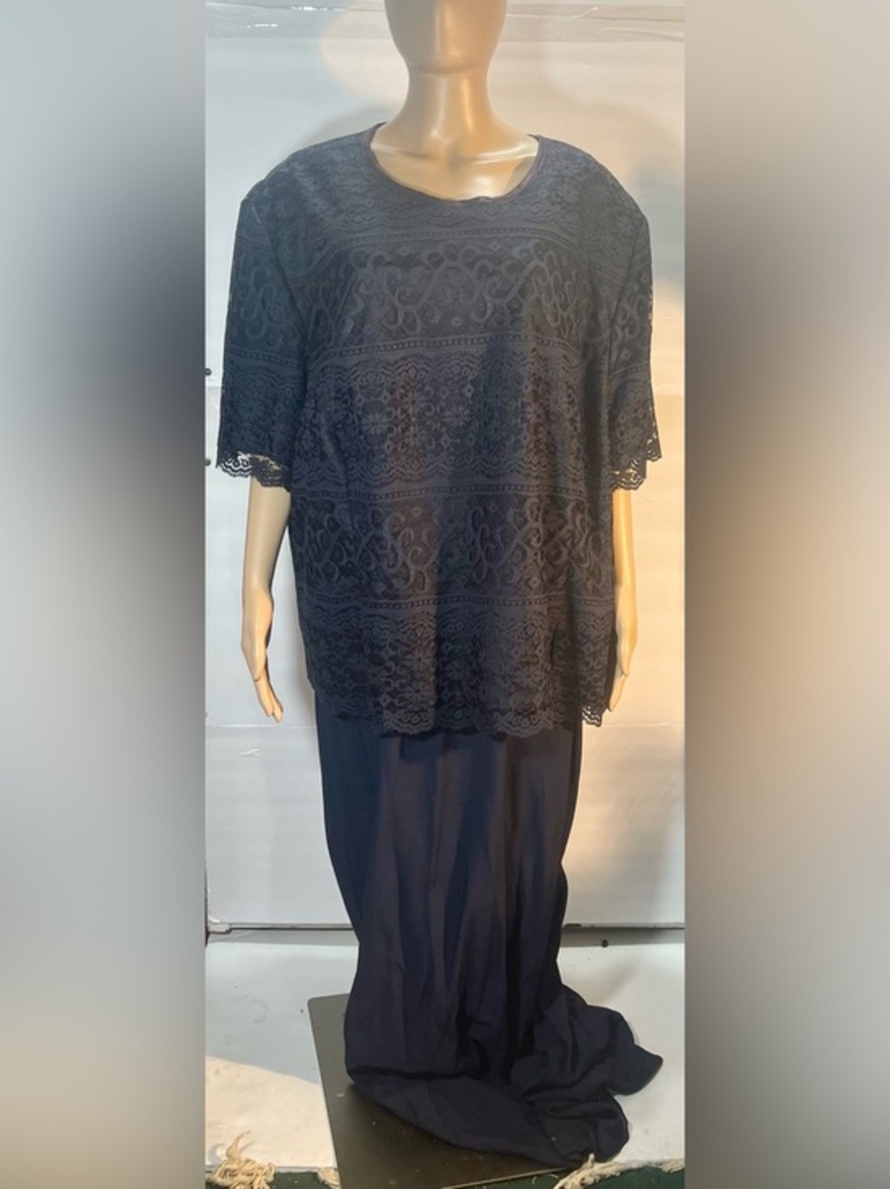 Jessica Howard Navy Lace Overlay Maxi Dress